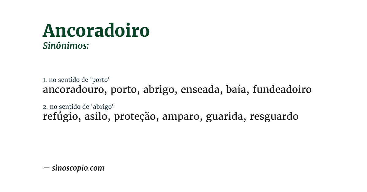 Sinônimo de ancoradoiro