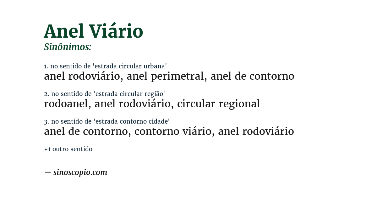 Sinônimo de anel viário