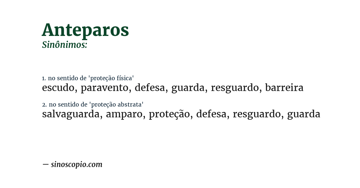 Sinônimo de anteparos