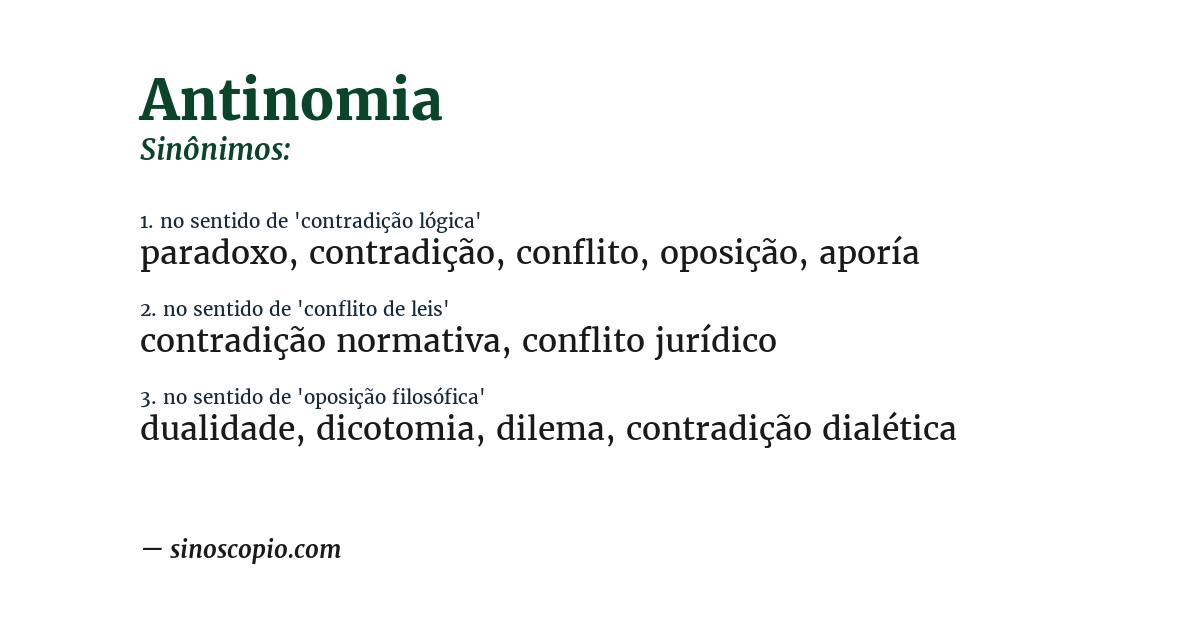 Sinônimo de antinomia