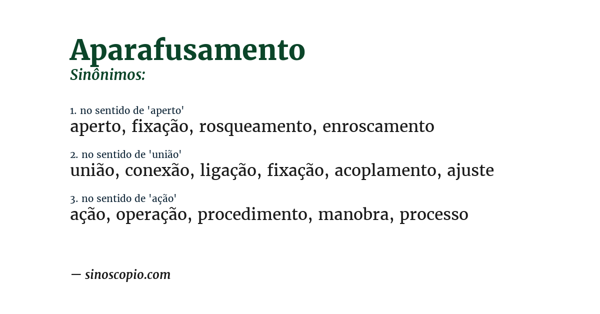 Sinônimo de aparafusamento