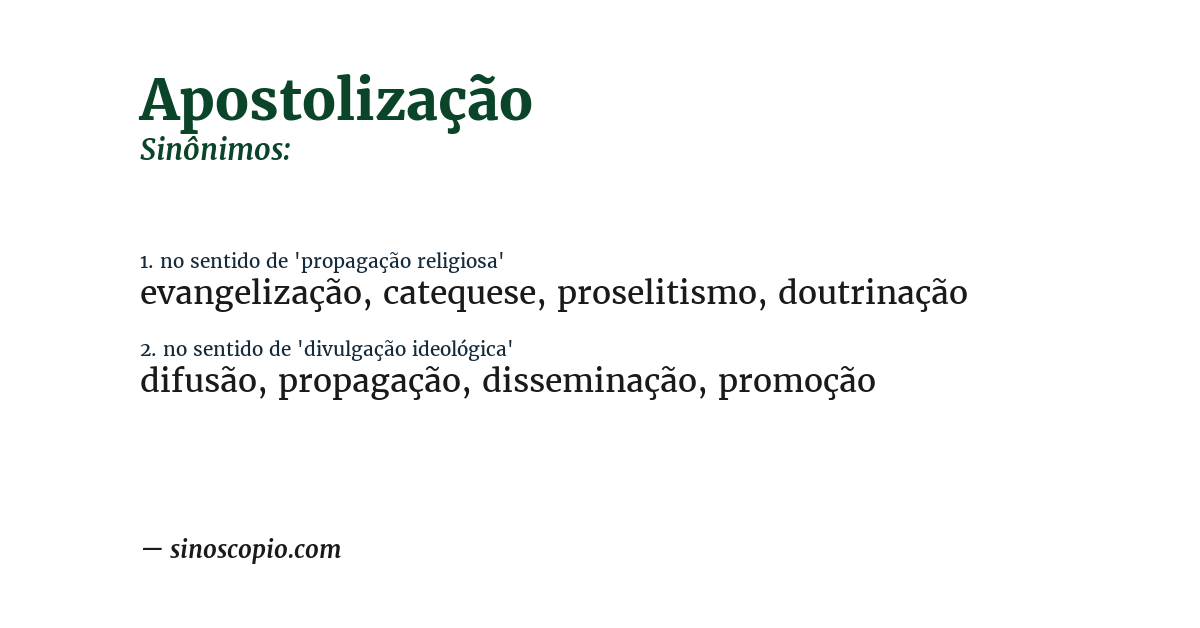 Sinônimo de apostolização