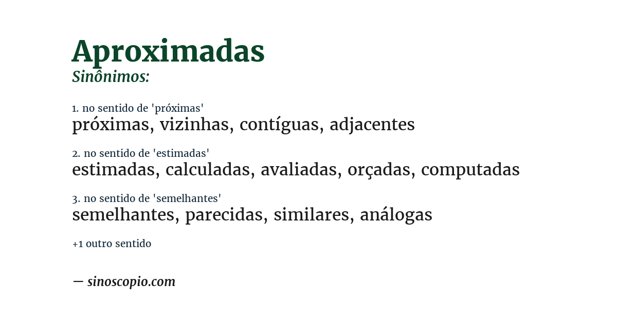 Sinônimo de aproximadas