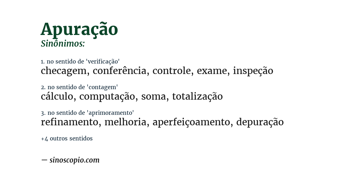 Sinônimo de apuração