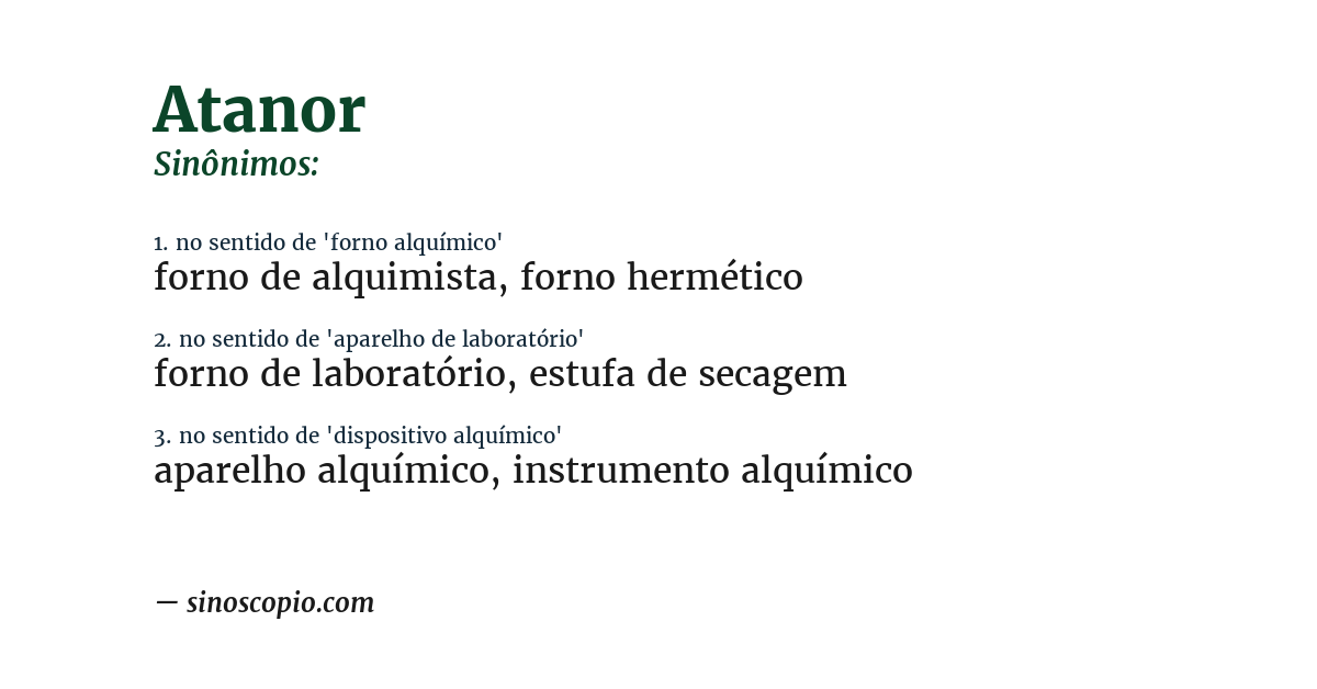 Sinônimo de atanor