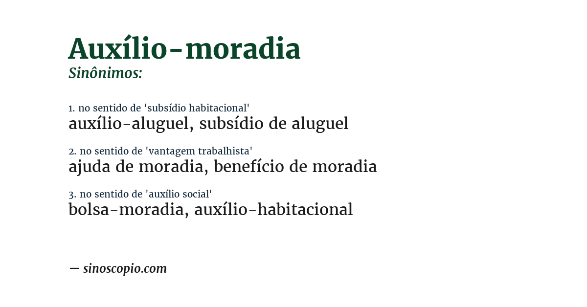 Sinônimo de auxílio-moradia