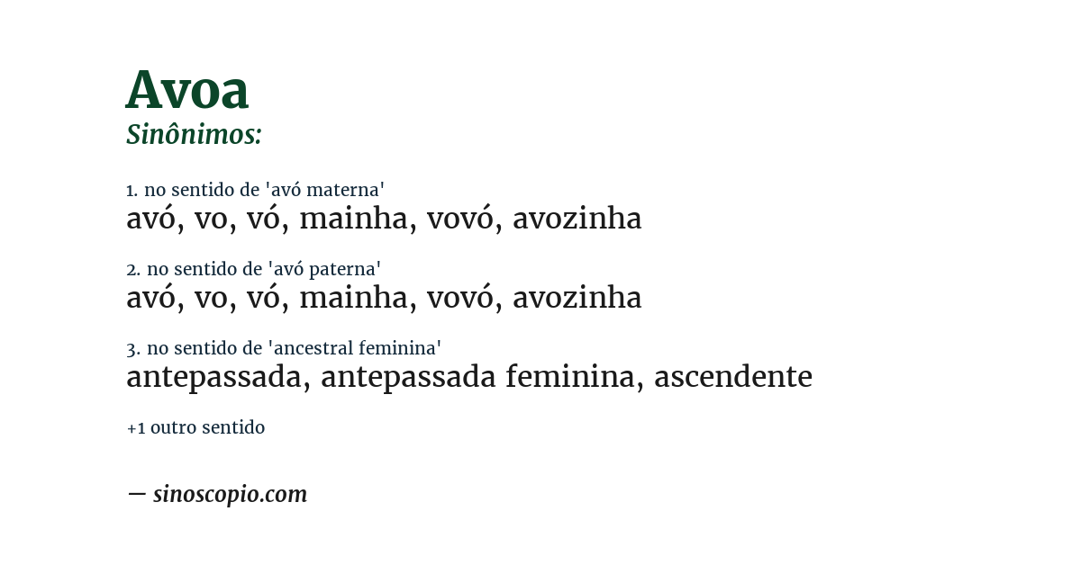 Sinônimo de avoa