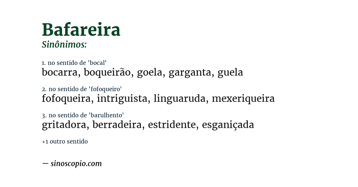 Sinônimo de bafareira