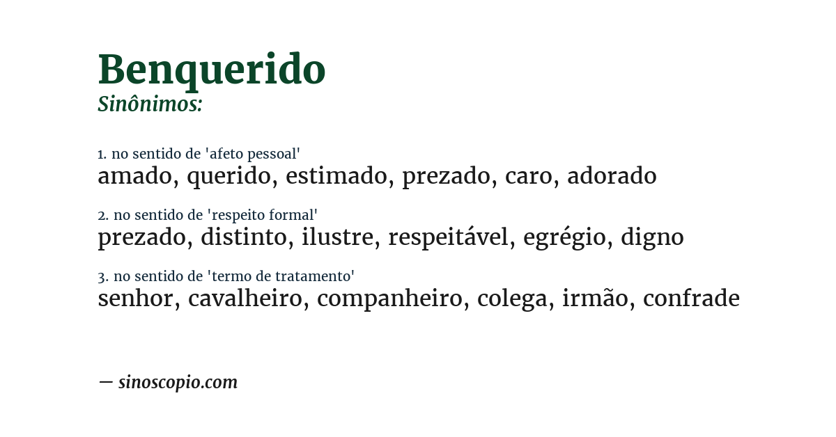 Sinônimo de benquerido