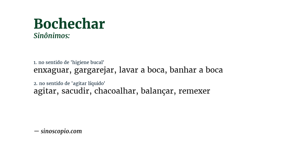 Sinônimo de bochechar