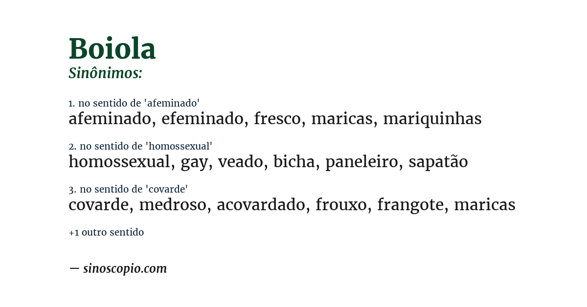 Sinônimo de boiola