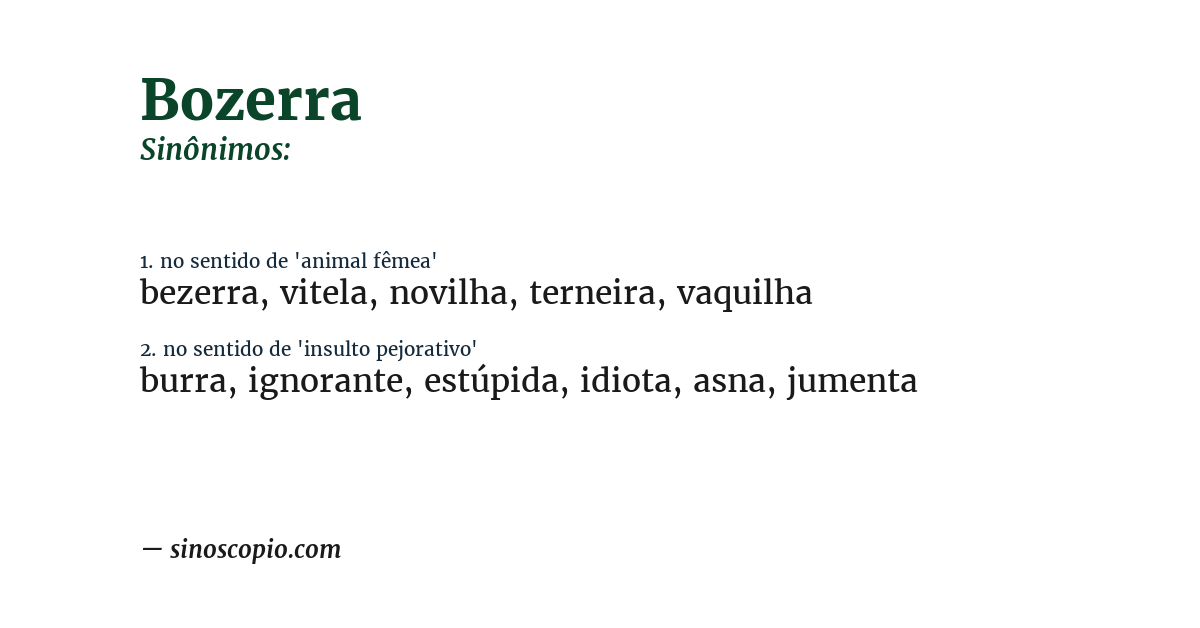 Sinônimo de bozerra