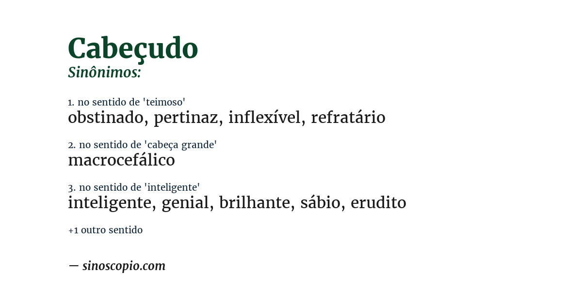 Sinônimo de cabeçudo