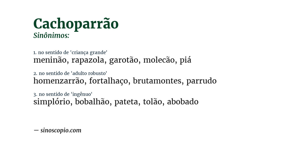 Sinônimo de cachoparrão