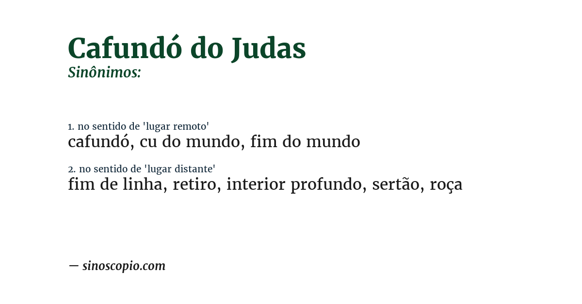 Sinônimo de cafundó do judas