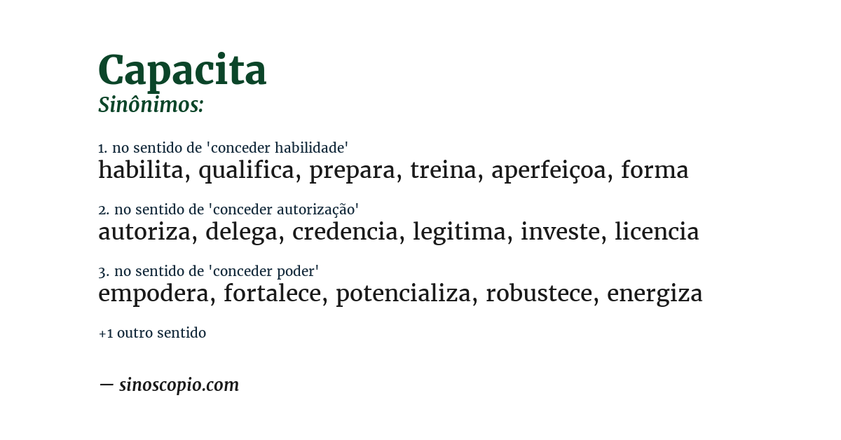 Sinônimo de capacita
