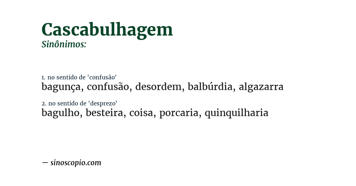Sinônimo de cascabulhagem