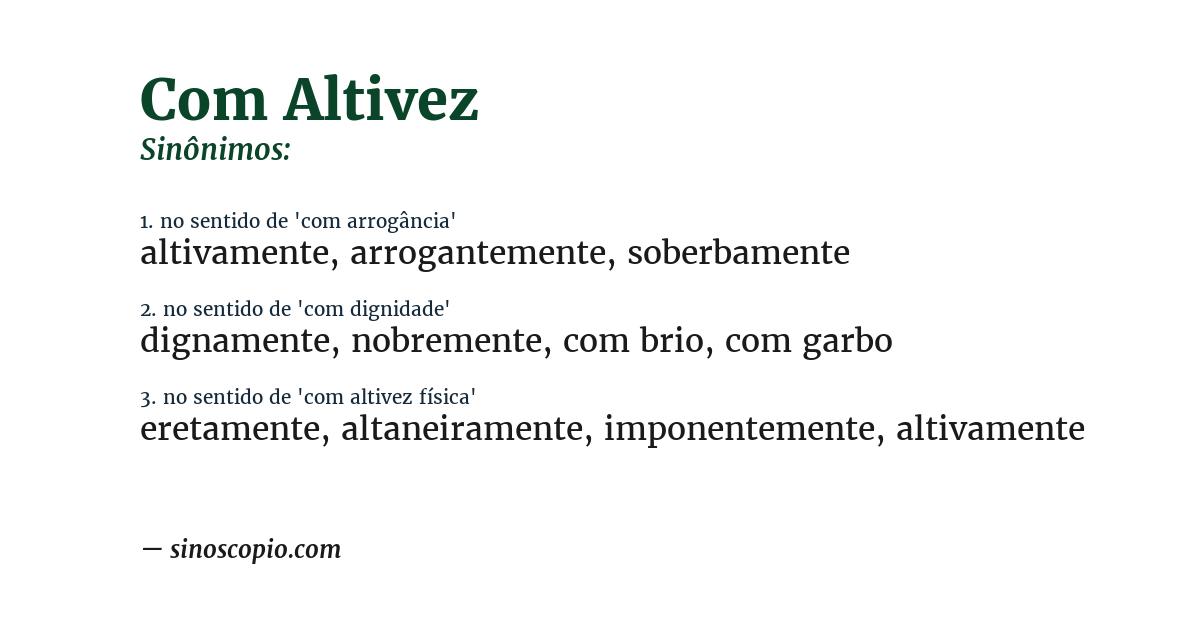 Sinônimo de com altivez