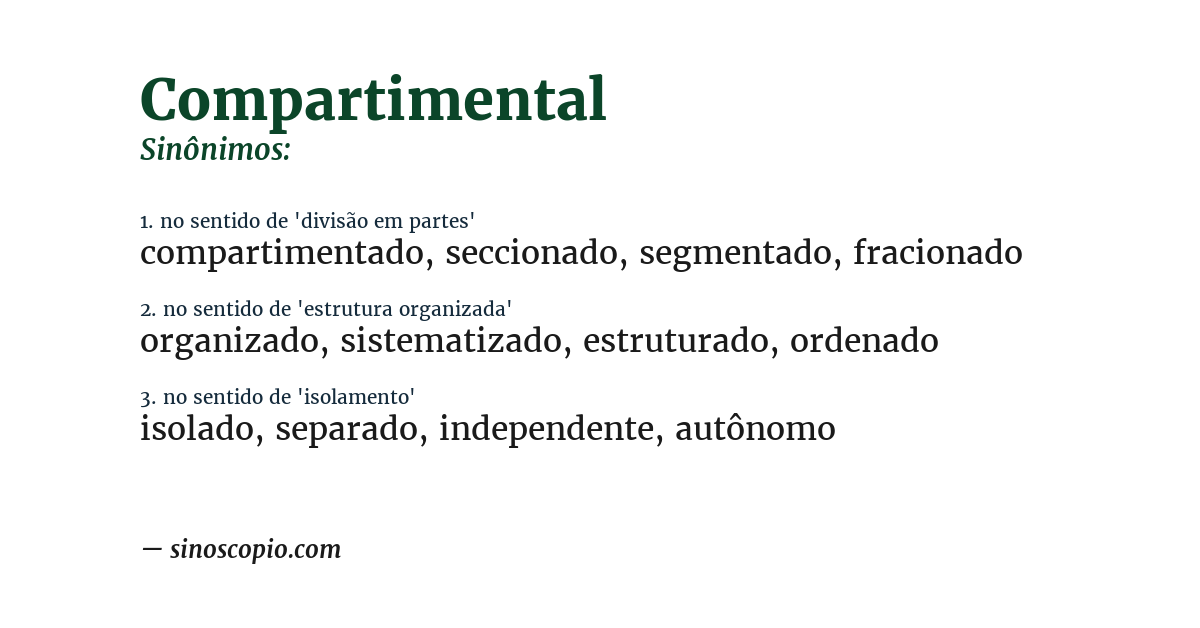 Sinônimo de compartimental
