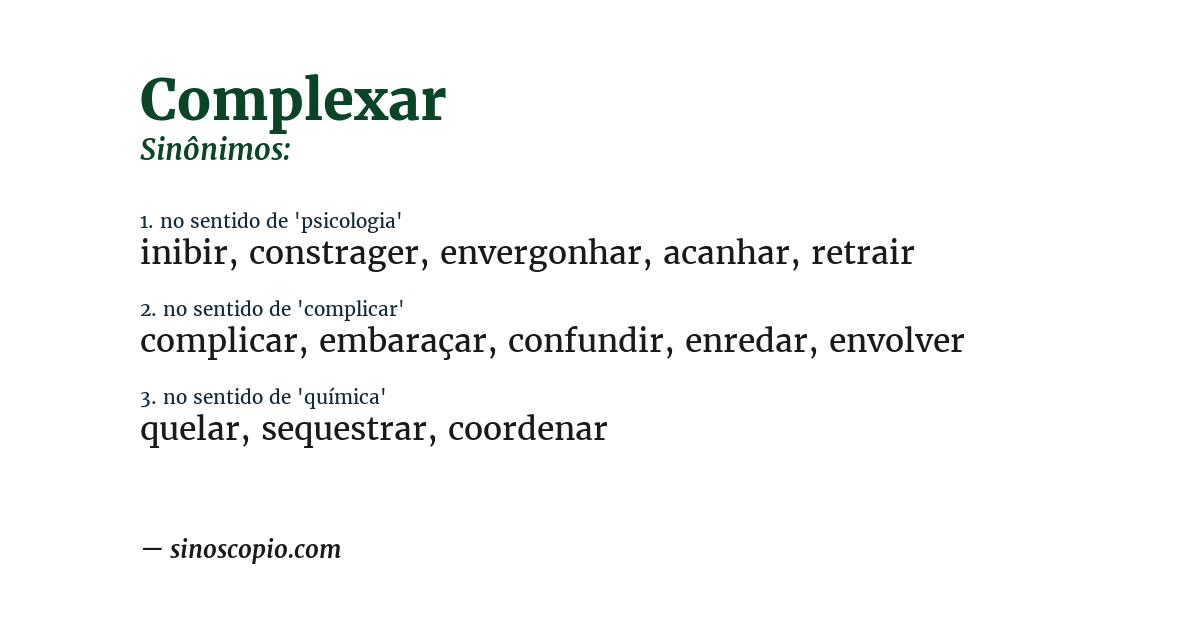 Sinônimo de complexar