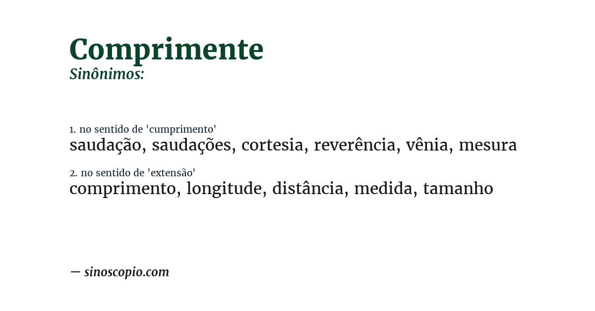 Sinônimo de comprimente