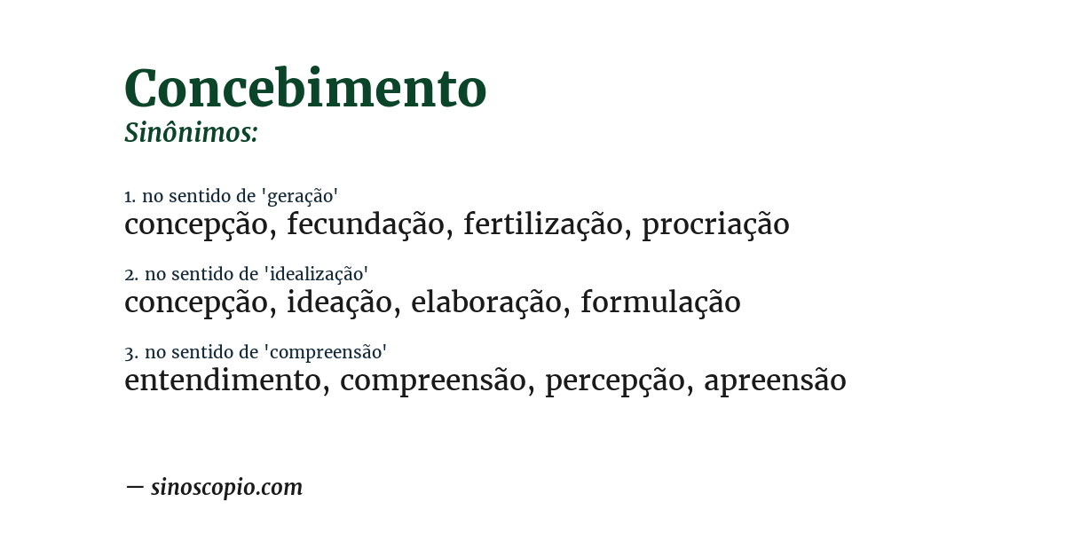 Sinônimo de concebimento
