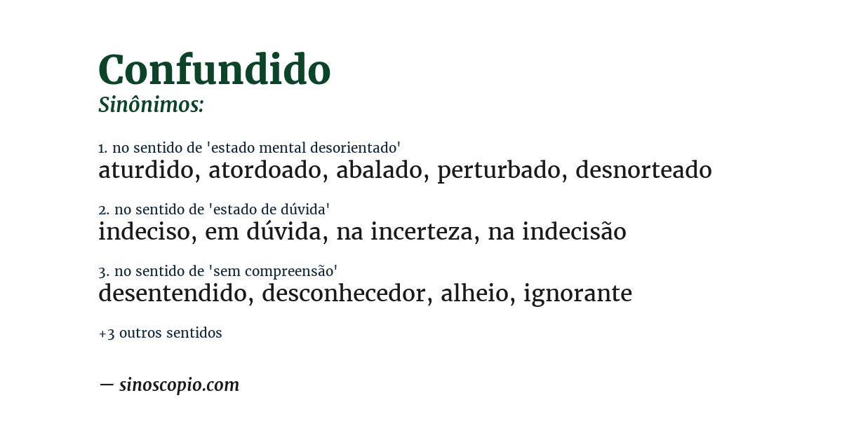 Sinônimo de confundido