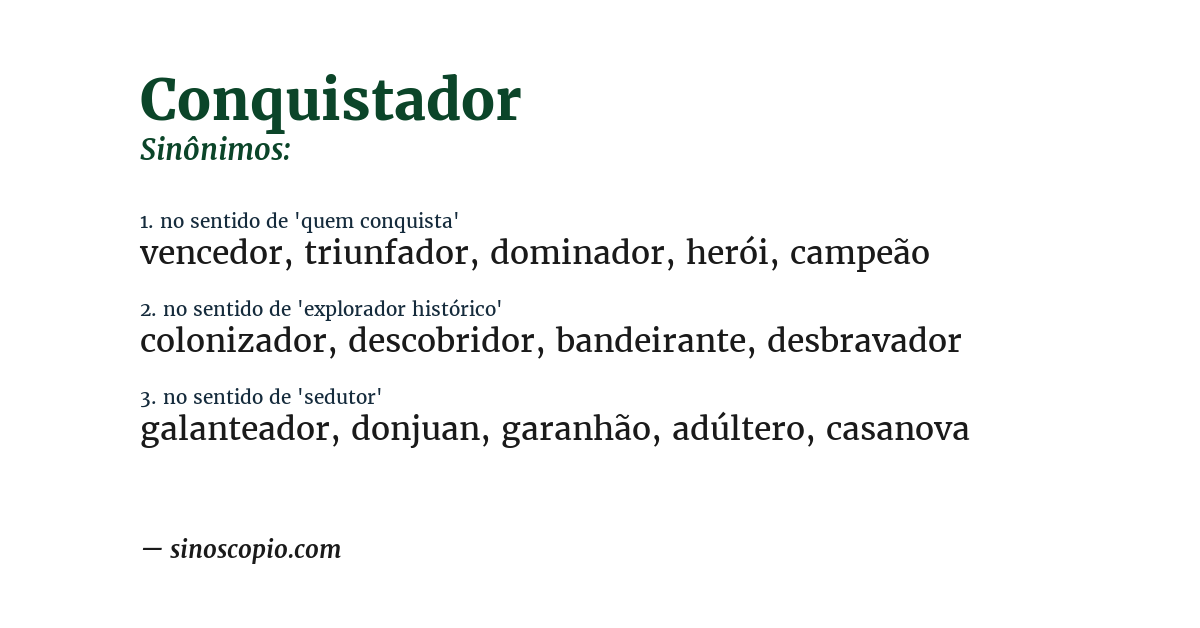 Sinônimo de conquistador