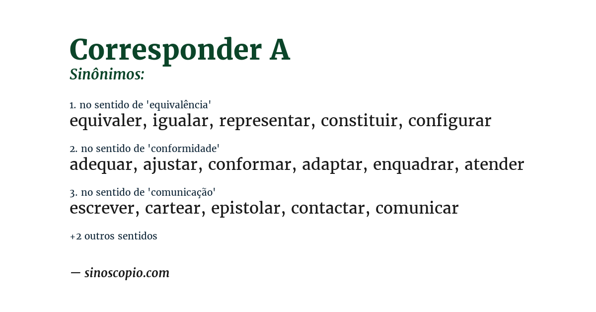Sinônimo de corresponder a