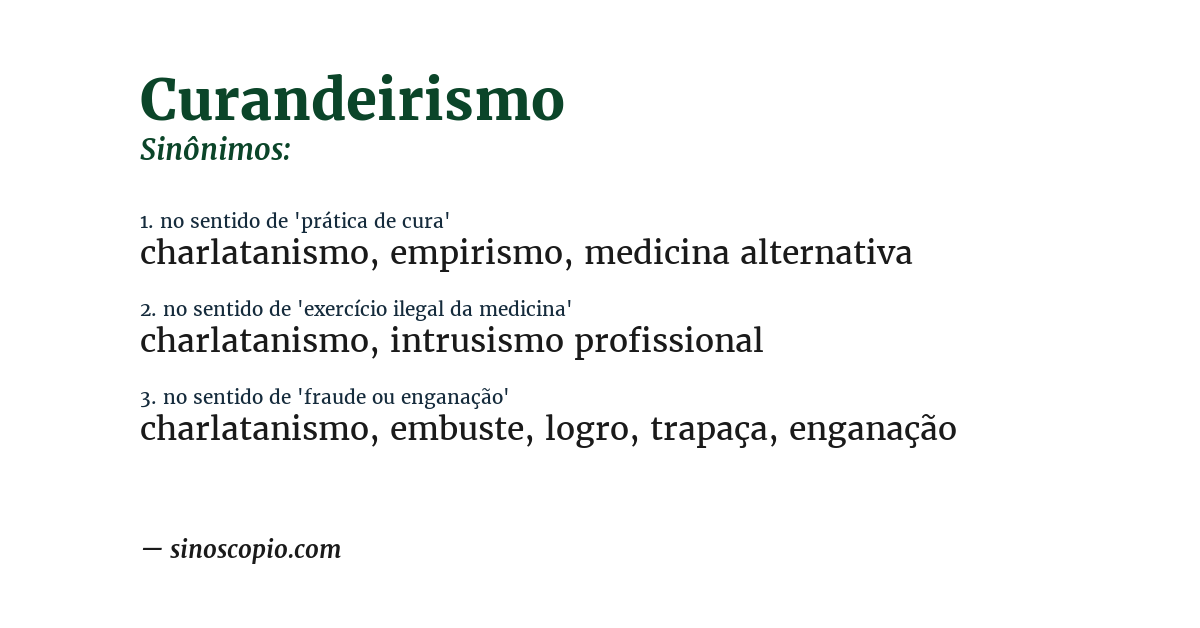 Sinônimo de curandeirismo