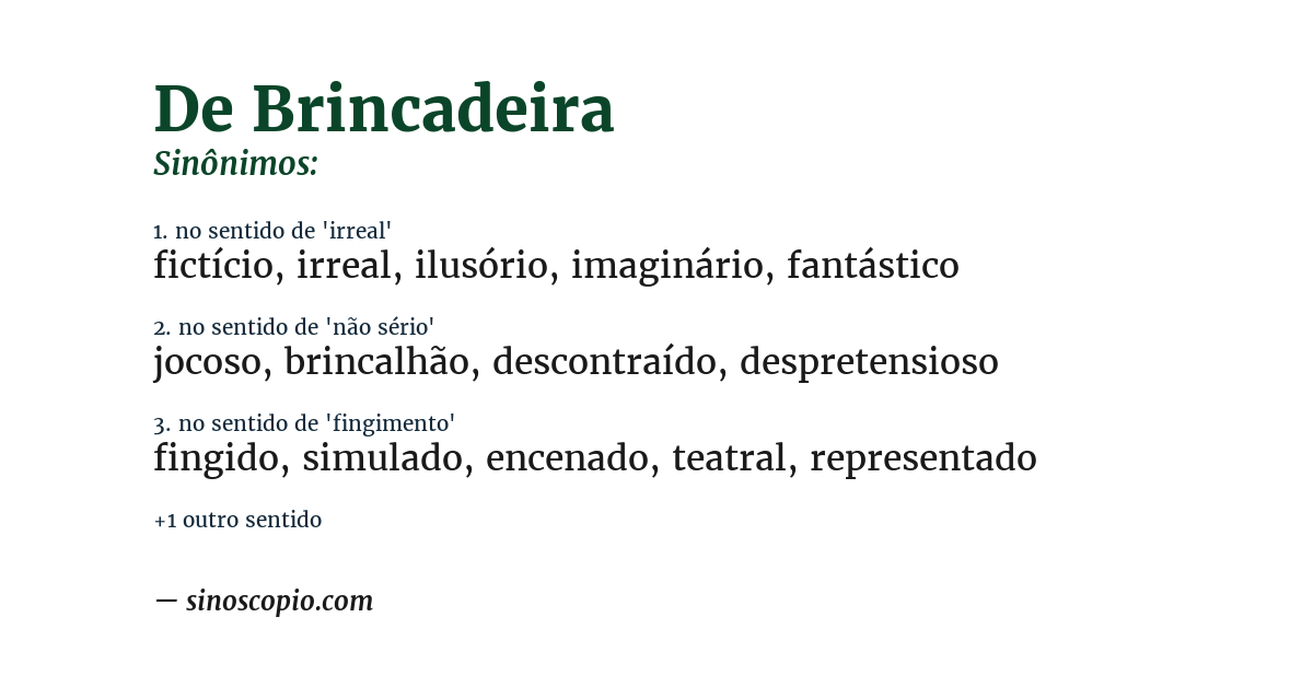 Sinônimo de de brincadeira