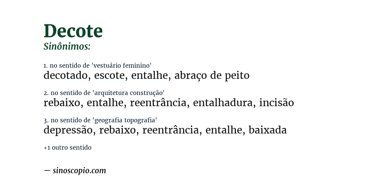 Sinônimo de decote