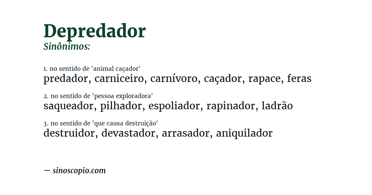 Sinônimo de depredador