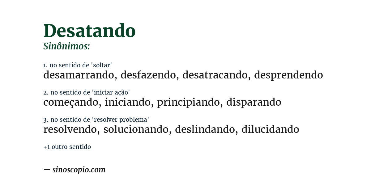 Sinônimo de desatando