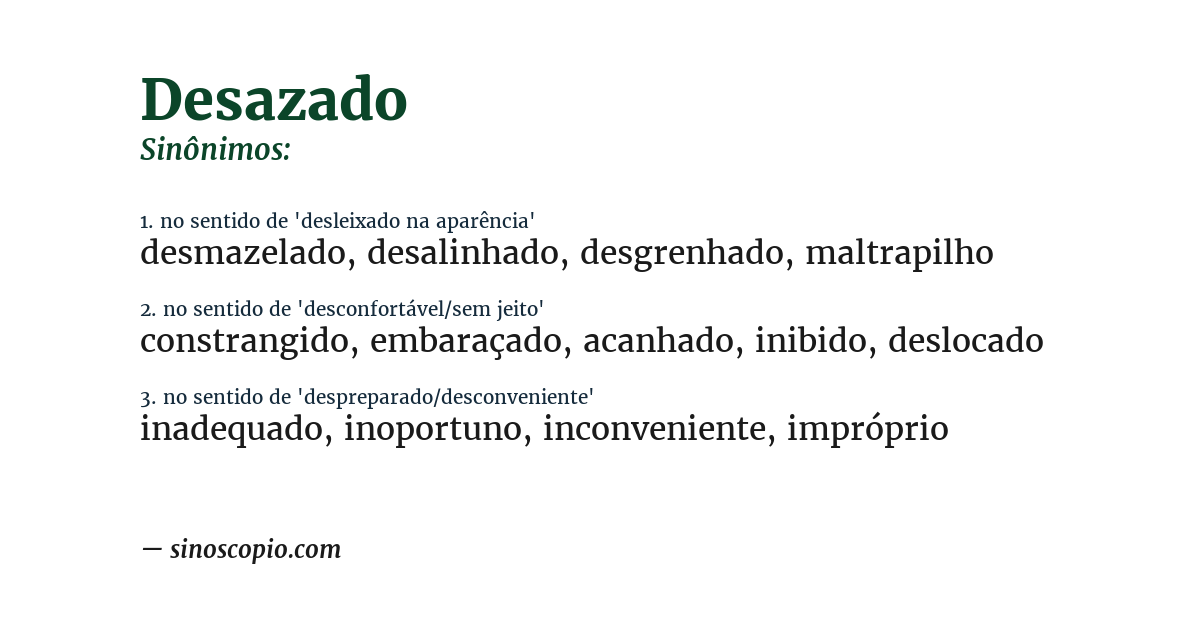Sinônimo de desazado