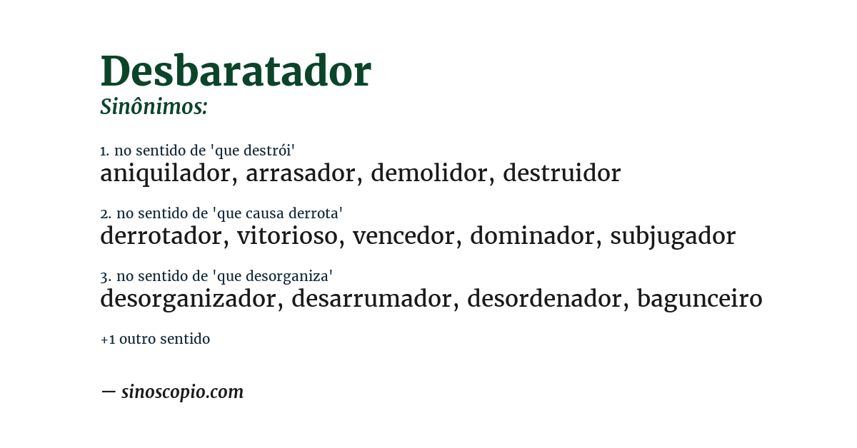 Sinônimo de desbaratador