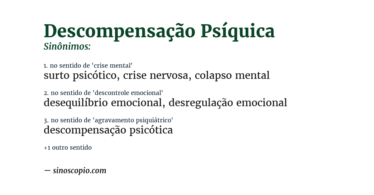 Sinônimo de descompensação psíquica