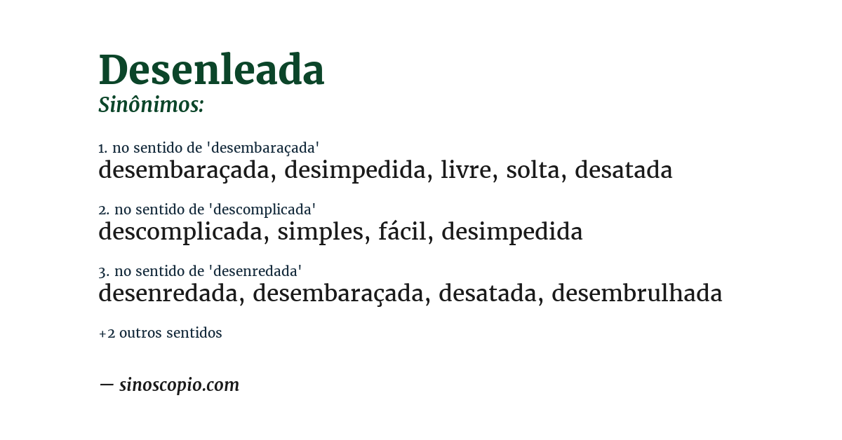 Sinônimo de desenleada