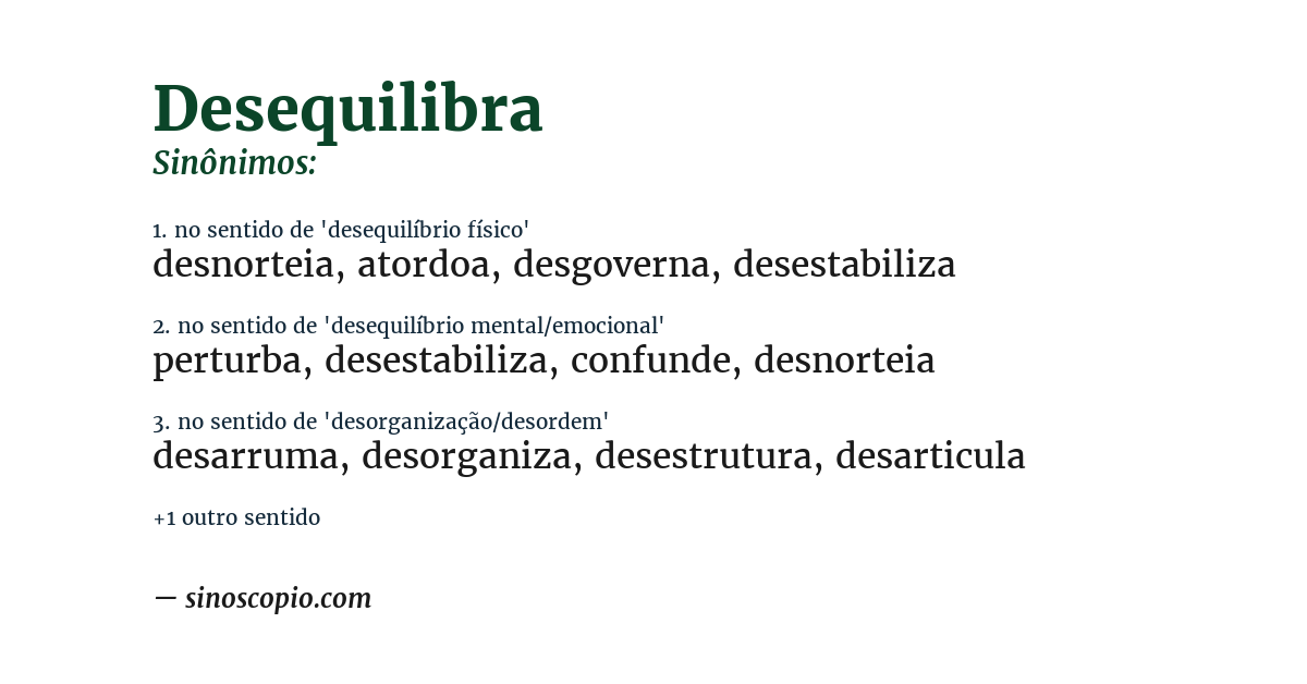 Sinônimo de desequilibra