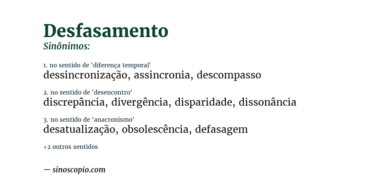 Sinônimo de desfasamento
