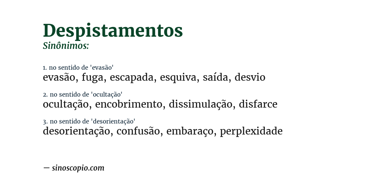 Sinônimo de despistamentos
