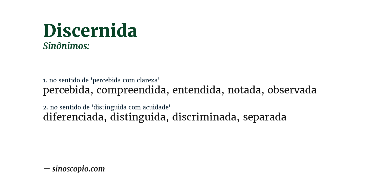 Sinônimo de discernida