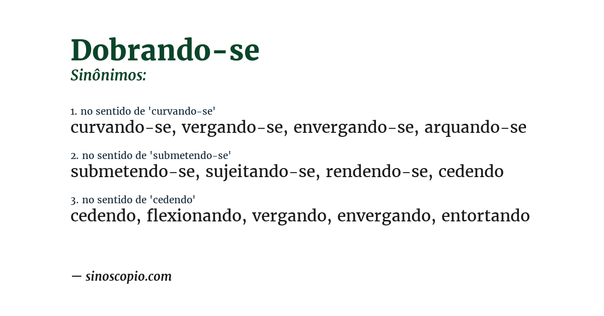 Sinônimo de dobrando-se
