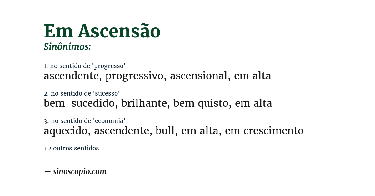 Sinônimo de em ascensão