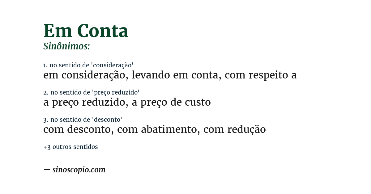 Sinônimo de em conta
