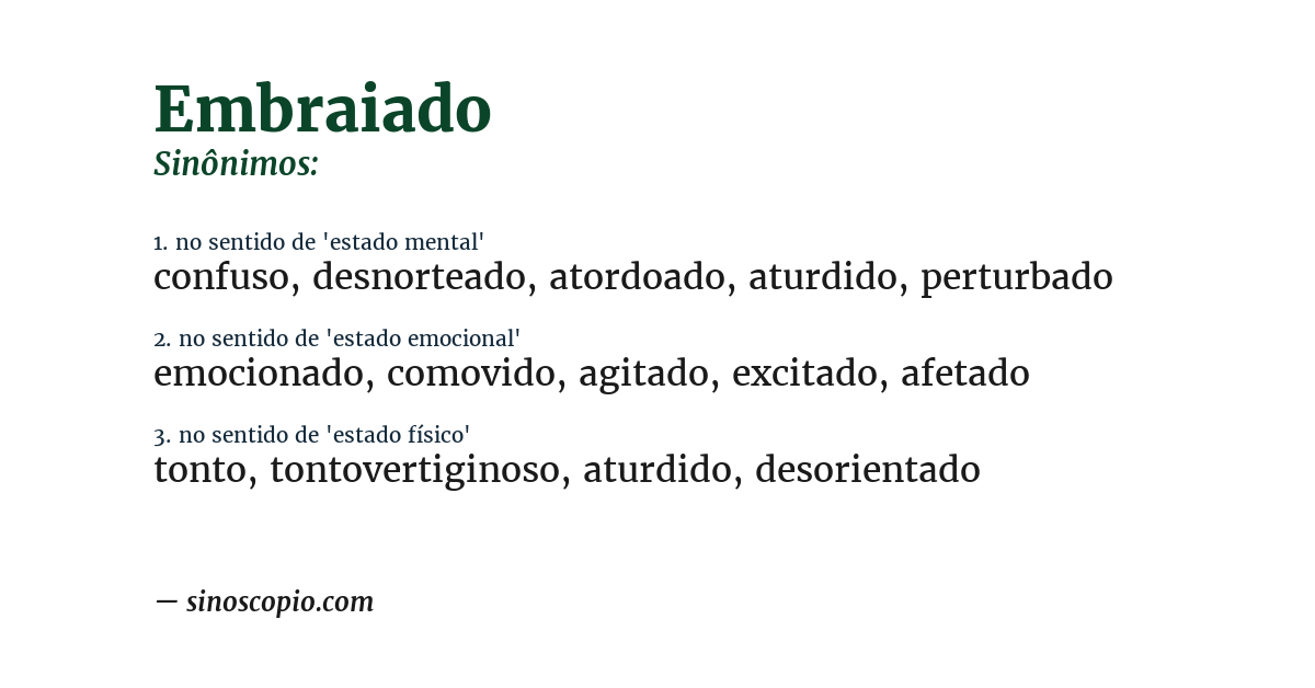 Sinônimo de embraiado