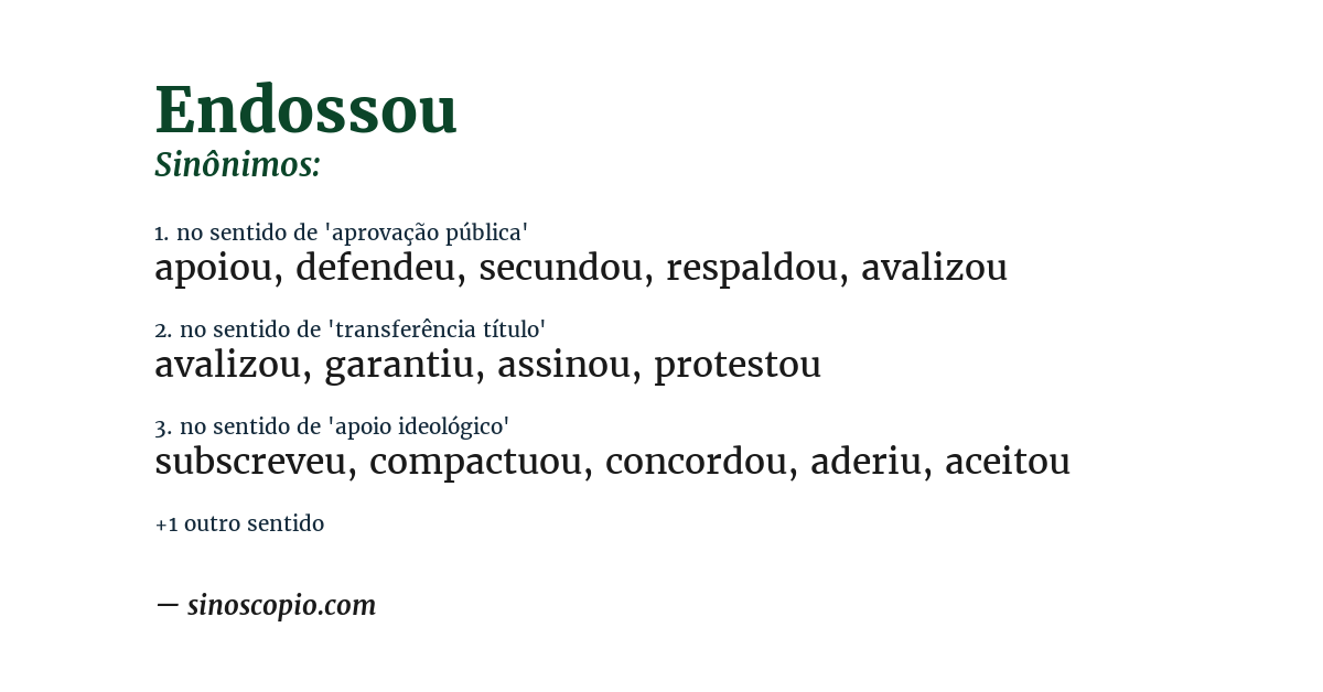 Sinônimo de endossou