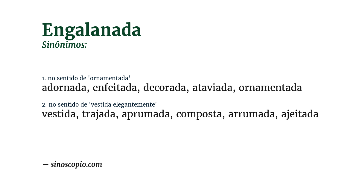 Sinônimo de engalanada