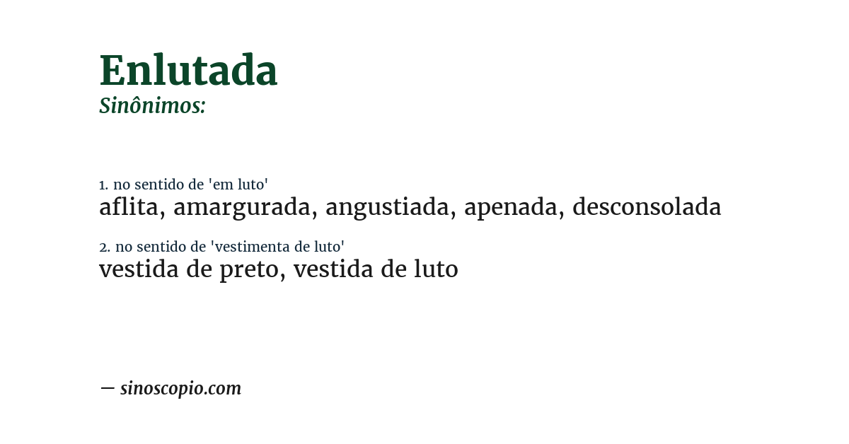 Sinônimo de enlutada