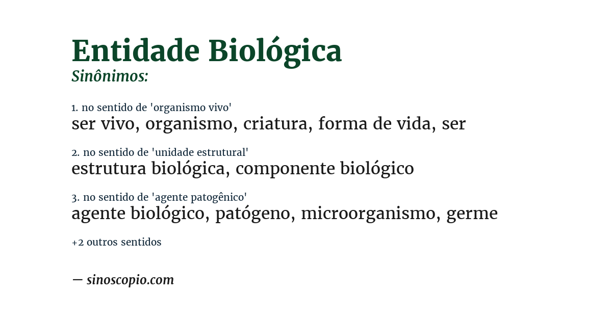 Sinônimo de entidade biológica